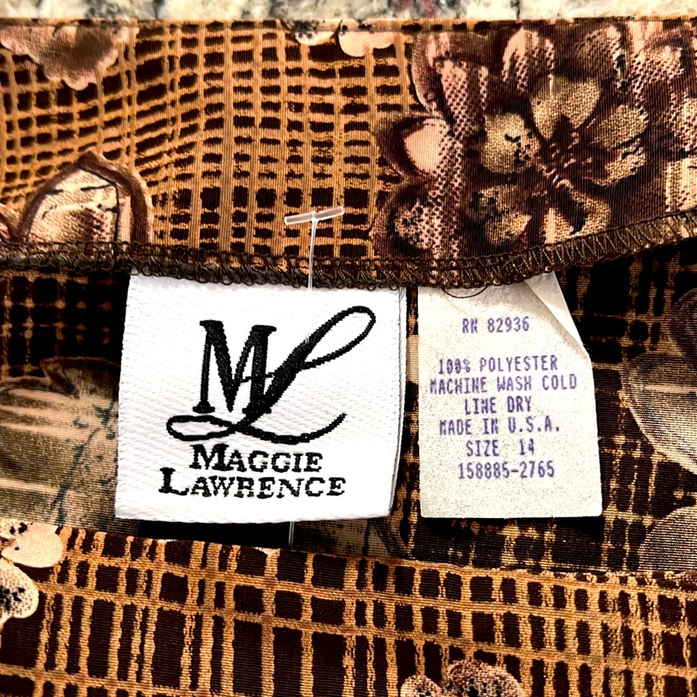 Vintage Maggie Lawrence Brown Floral Print Wrap Maxi Skirt Size 14 with Tags - Picture 9 of 9